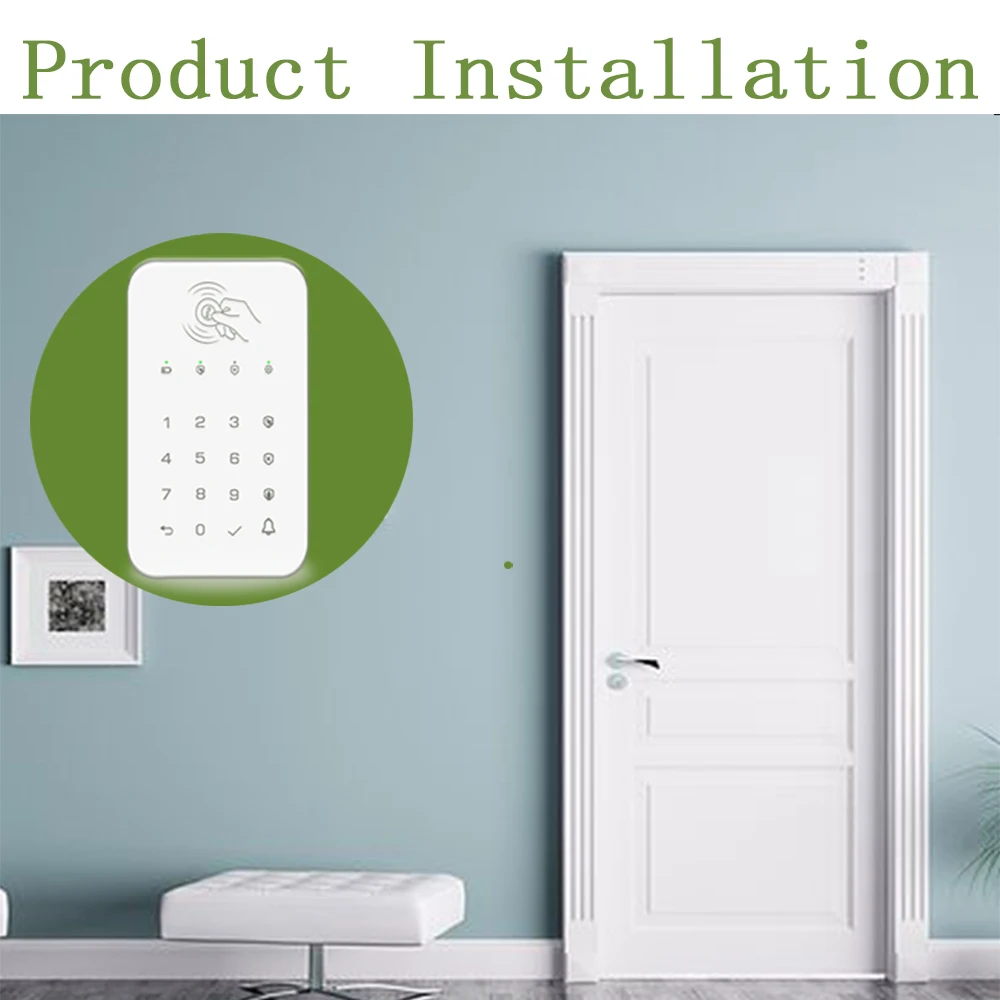 

433Mhz Wireless Touch Keypad For Arms And Disarms Security System Passcode RFID Connected Alarm Hub Via Ev1527 Protocol