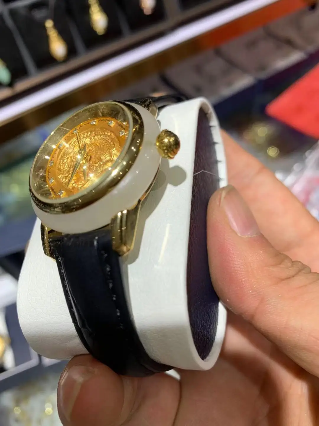 2021 Male and Female Zodiac Lovers Quartz Watches Natural Stone Gold and Silk Jade High-end Atmosphere Exquisite Students White-