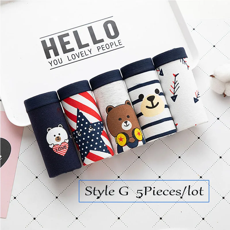 Style G Хлопковые трусики, женское нижнее белье, 5 шт./лот, сексуальные трусы, женские трусы с рисунком, женские трусики, женские трусики, интимные трусы, Прямая поставка - Цвет: Style G