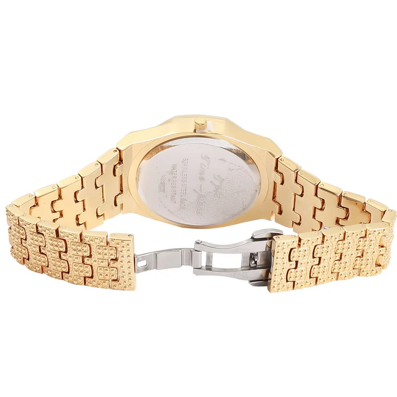 Часы TPLE мужские круглые роскошные модные кварцевые украшенные стразами в стиле