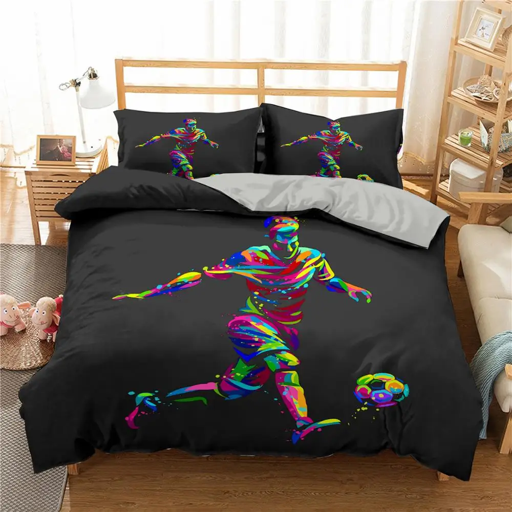 

3D Luxury Colorful Basketball Football Printed Bedding Set For Kids Adult Queen King Size Pillowcase Sport Duvet Cover Sets Home