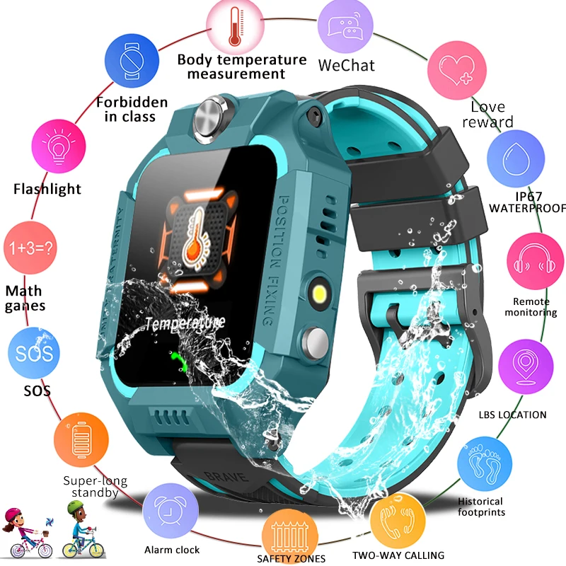 Детские умные часы с термометром детские кнопкой SOS функцией измерения