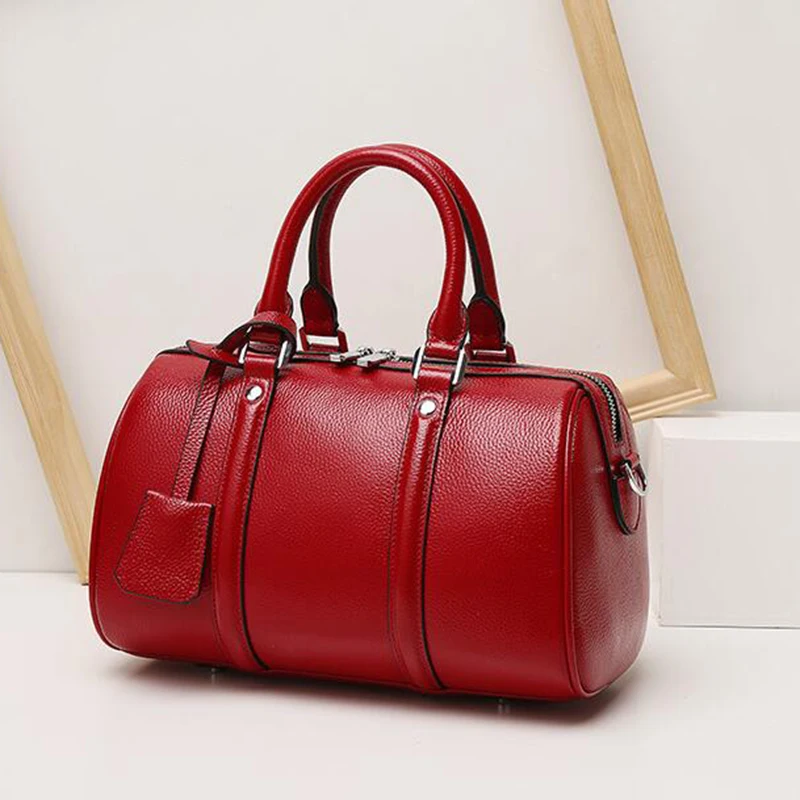 Европейская и американская мода первый слой кожаная сумка Бостонская на одно