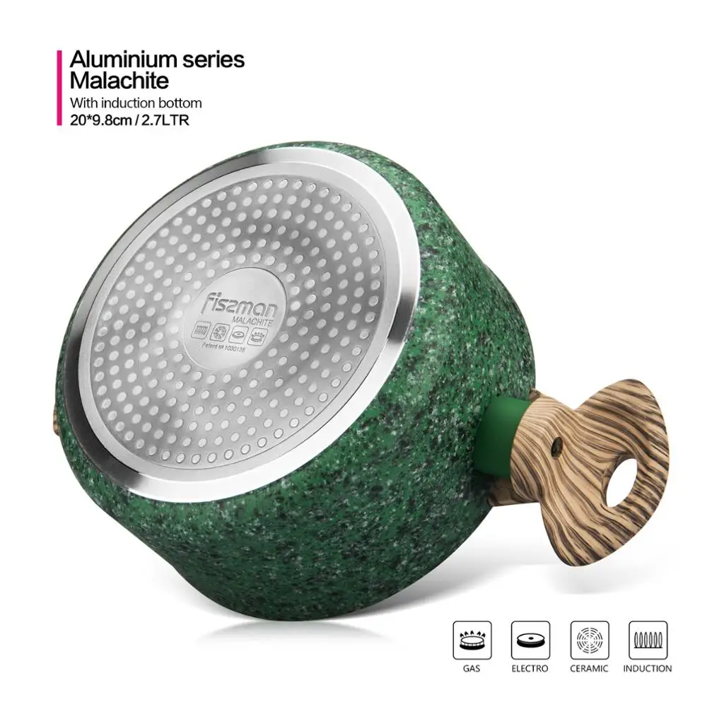 FISSMAN 20 см Кастрюля с крышкой антипригарным покрытием Мрамор покрытие алюминиевый