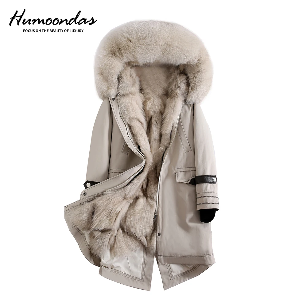

Real Fur Parka Women Outwear With Natural Fur Fox Fur Collar Fox Fur Liner Coat Female Winter Real Fur Jacket with Hood 2020 NEW