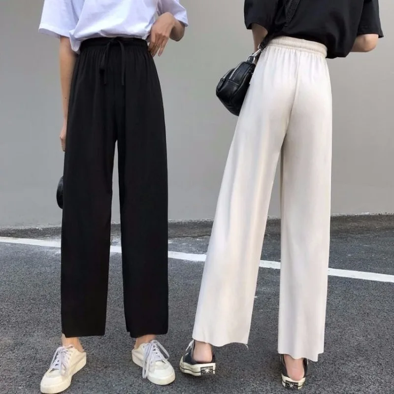 

Women Sets Summer Print Short Sleeve T-Shirts Ankle-length Wide-leg Pants Drawstring Breathable Fashion Leisure All-match Chic