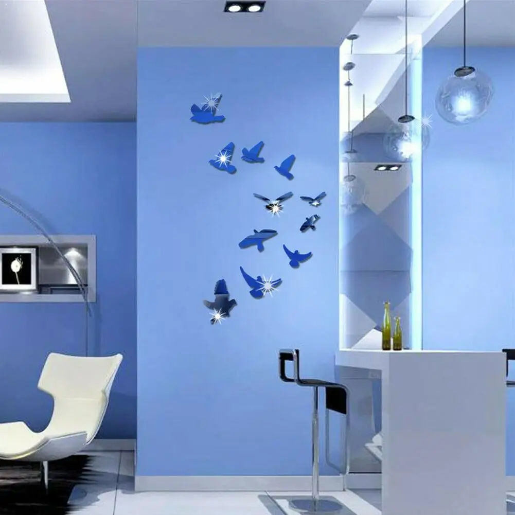 Акриловые Diy птица зеркало стены Стикеры светильник Вес легко Спальня для
