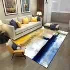 Абстрактное искусство, простой коврик для гостиной с изображением синего, белого, желтого цветов, для двери в спальню, на кухню
