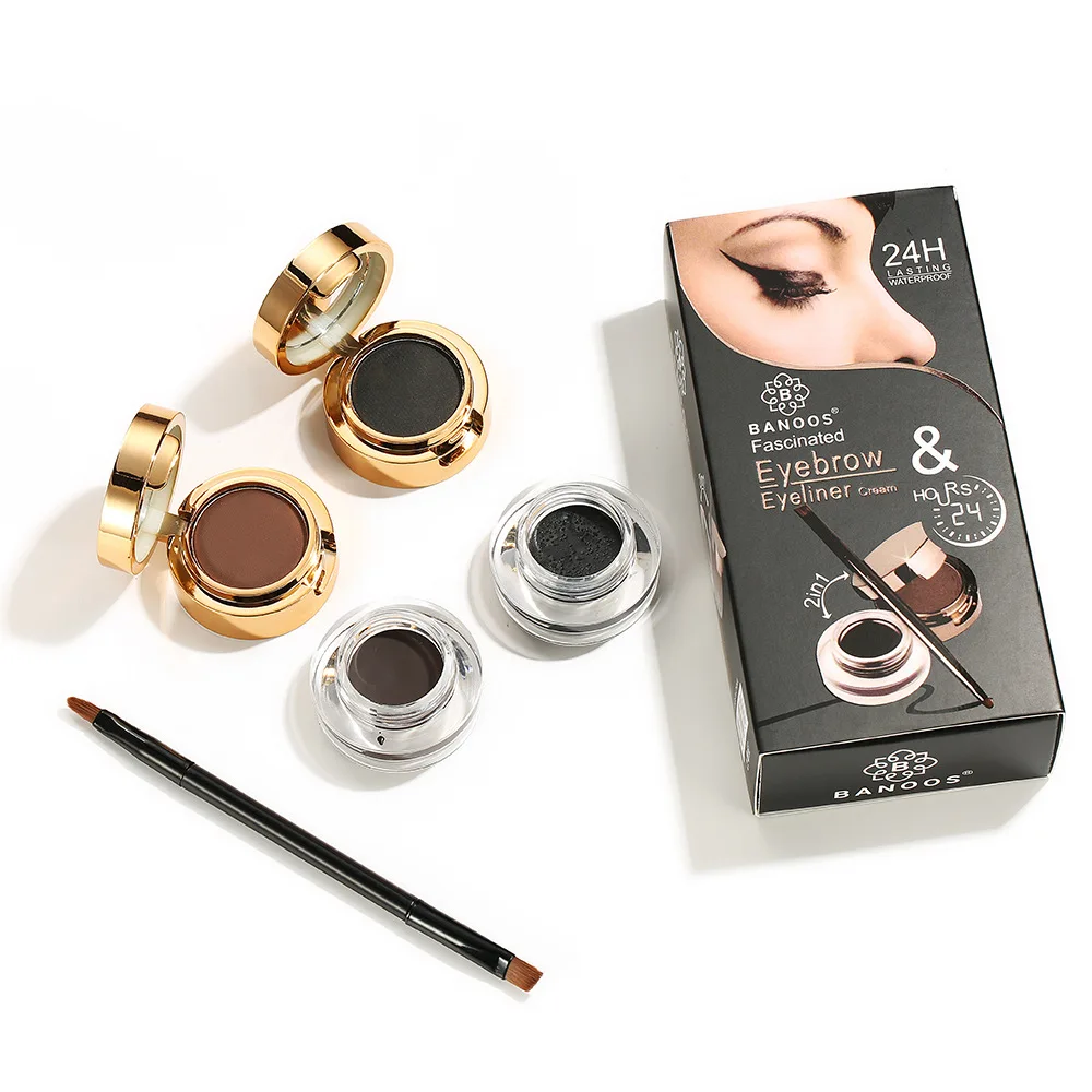 

4 Colors Eyeliner Eyebrow Powder Black Brown Eye Makeup