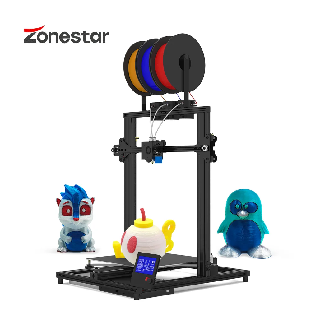 ZONESTAR Color FDM большой размер 3 экструдера в 1 смешивания цвета высокой точности