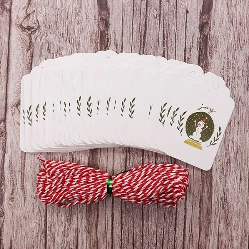 Snowman 50 шт./лот, веселое Рождество, сделай сам, уникальные подарочные бирки JOY TO WORLD, маленькая открытка, на выбор, гирлянда, сделай сам, ремесло, этикетка, вечерние, Декор, год - Цвет: Snowman