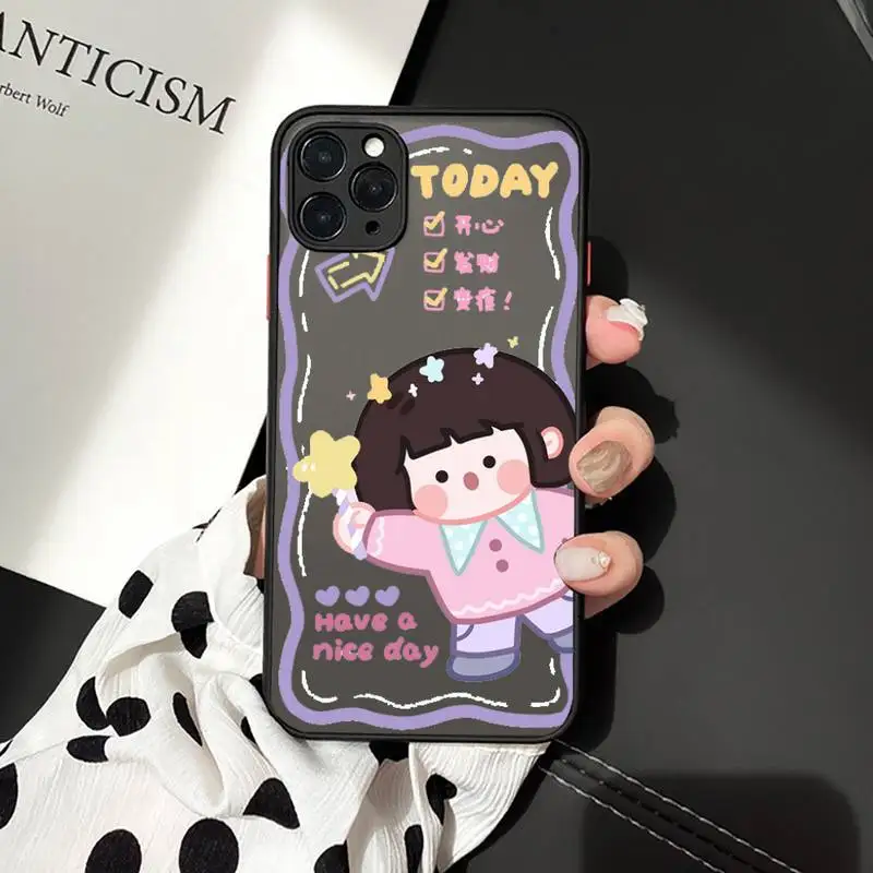 

Cute anime girl snacks Phone Case matte transparent For iphone 7 8 11 12 plus mini x xs xr pro max cover