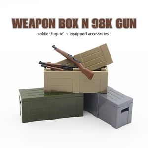 Военные кубики MOC, блоки, коробка оружия, строительные блоки с принтом 98K, нагрудный чехол для пистолета, аксессуары для солдат, игрушки, совместимы с армией WW2