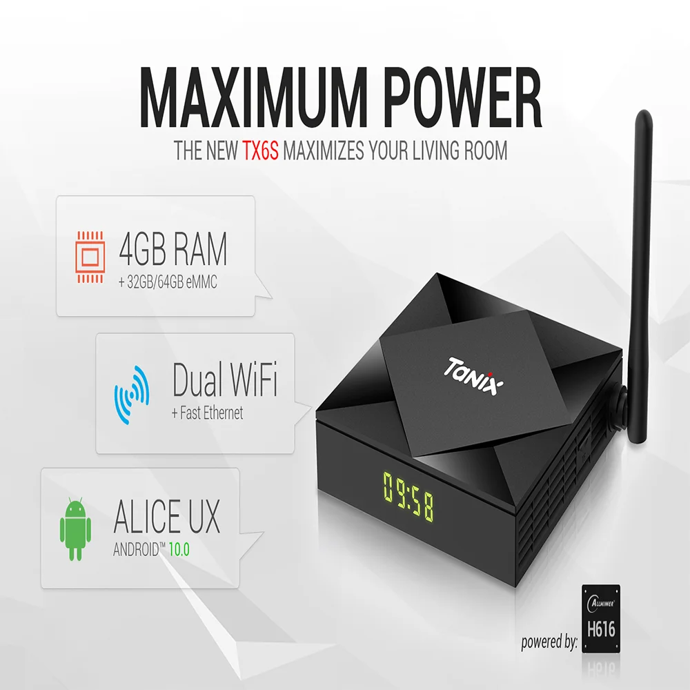 tanix tx6s 8k 2021 smart tv box android 10 0 allwinner h616 ddr3 4gb ram 64gb rom set top receiver with wifi media player free global shipping