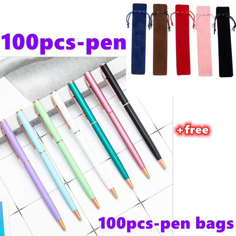 100pcs Ballpoint Pen School Office Student Exam Signature Pens For Writing Stationery Supply Free Custom Logo&Free Give Pen Bags