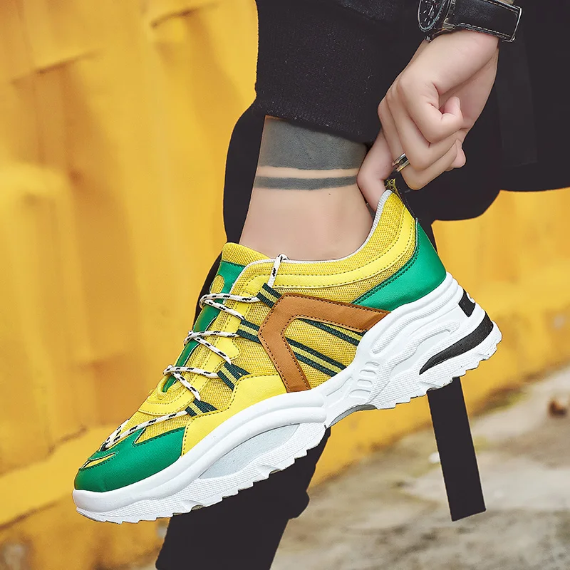 2019 Hot Style Men Sneakers Height Increasing Yellow Running Shoes Breathable Jogging Colors Sport Male Fitness Cool Shoe | Обувь