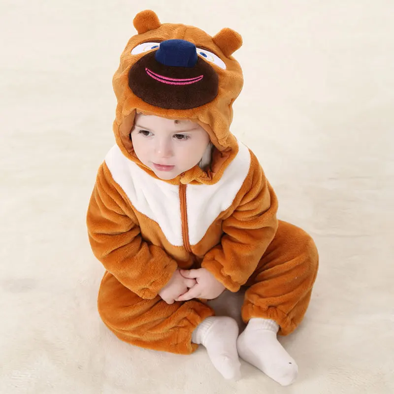 Light Brown Bear Детская осенняя одежда для мальчиков и девочек; комбинезоны с животными; комбинезон для малышей; домашний костюм мультфильм зимняя Пижама; костюм на Хэллоуин; комбинезон - Цвет: Light Brown Bear