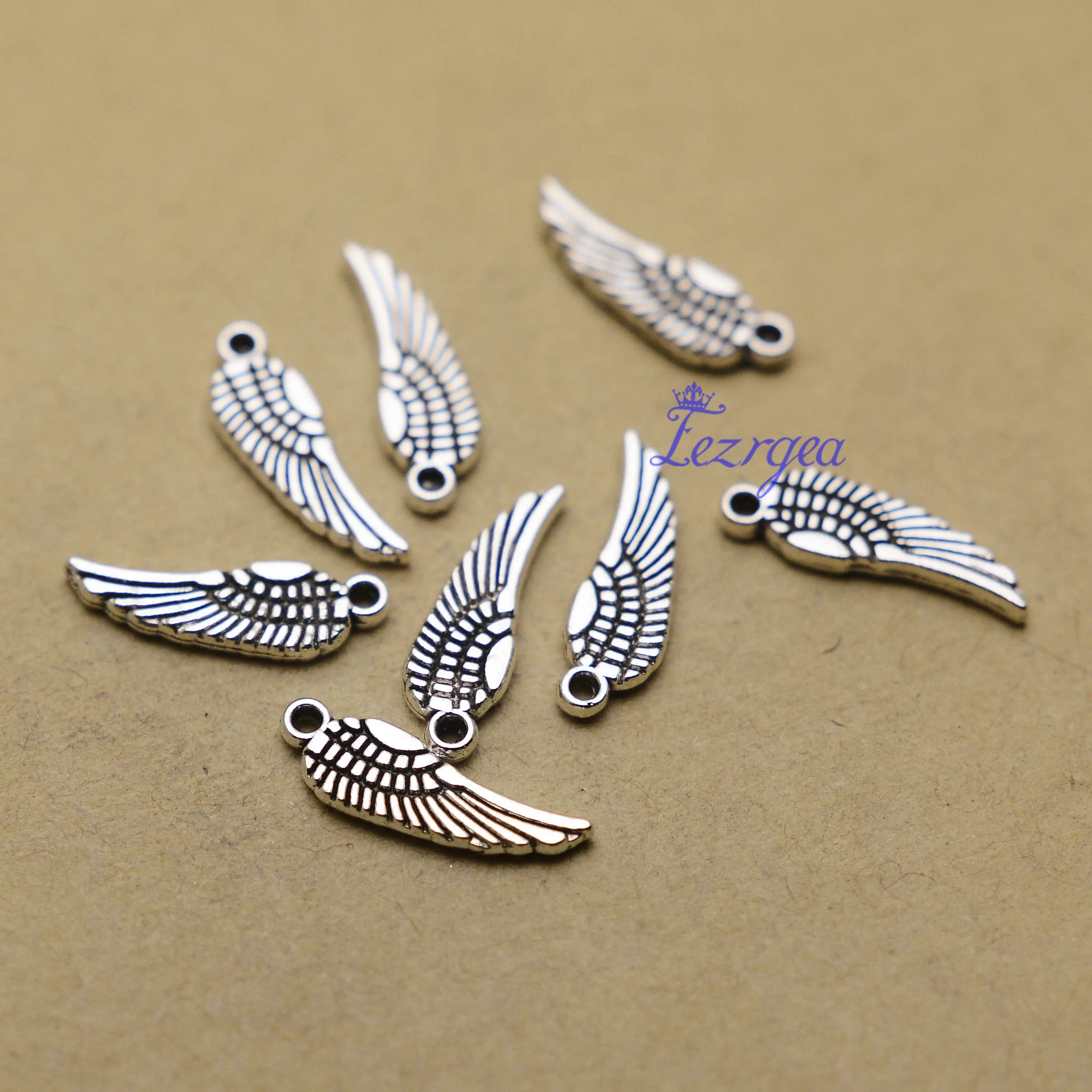 

50pcs/lot--19mm, Antique silver plated double side tiny wing charms,DIY supplies, Jewelry accessories