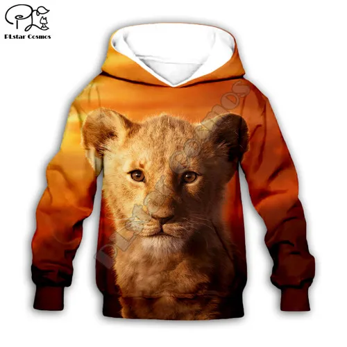 Kids hoodies Коллекция года, толстовка с капюшоном с героями мультфильмов «Король Лев» для малышей, толстовки на молнии с 3D принтом Simba, топы с длинными рукавами для мальчиков и девочек - Цвет: Kids hoodies