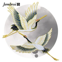 chinese style embroidery appliques crane clothes patches for clothing jackets animal birds sewing supplies custom patch badges