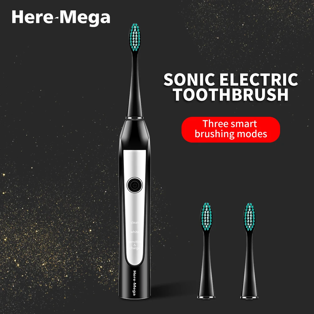 

Электрическая зубная щетка MEGA Sonic, мощная отбеливающая зубная щетка с USB зарядкой, регулируемая щетка DuPont с 3 режимами чистки