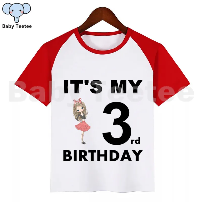 

Модная красивая детская футболка с принтом цифр на день рождения для девочек, Забавный топ для девочек в стиле Харадзюку с круглым вырезом