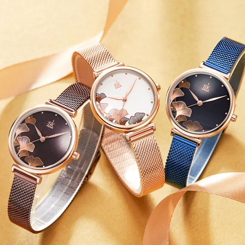 

Часы наручные hengke женские кварцевые, синие модные роскошные японские элегантные со стальным циферблатом, с сетчатым браслетом