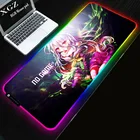 Большой игровой RGB коврик для мыши XGZ с аниме No Game No Life, компьютерный коврик для мыши со светодиодной подсветкой, XXL, Настольный коврик для клавиатуры