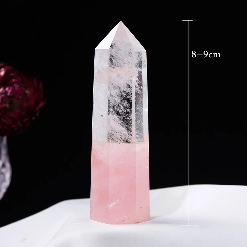 1 шт. натуральный розовый кварц двухцветная Хрустальная колонка Здоровье Энергия