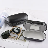two sets of metal leather myopia frame glasses case multi functional storage double layer mirror box
