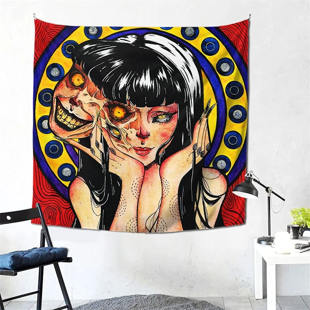 

CUT Junji Ito Hanging Tapestry Aesthetic Tapestries Anime Japanese Kago Manga Tomie Horror Harajuku Wall Carpets Home Decor