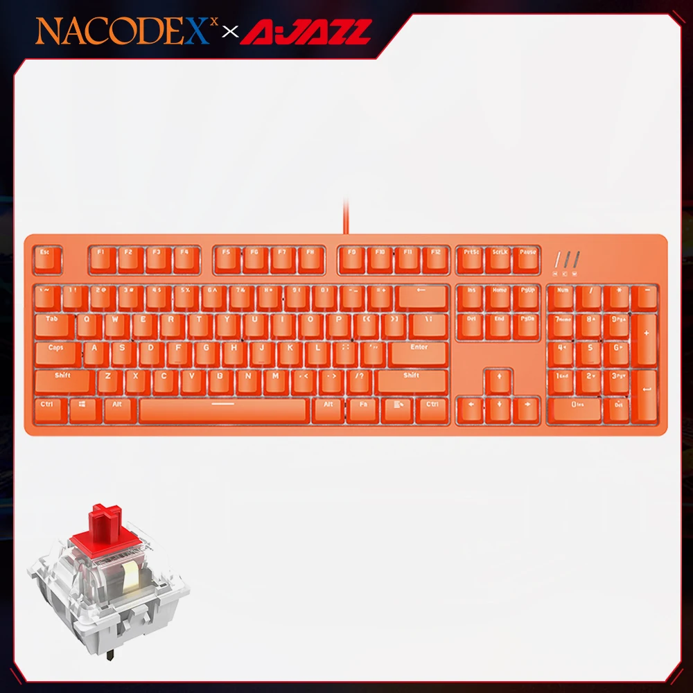 

AJAZZ NACODEX DKM150 104 keys Mechanical Embedded Gaming Mechanical Keyboard Red Switch Cool LED Lighting Effect