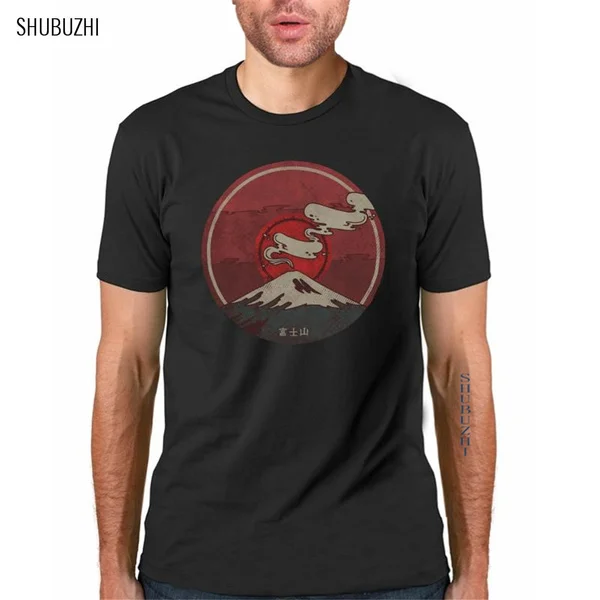 

Хлопок моды летнего сезона, брендовая Футболка с принтом последняя японская Гора Фудзи Футболка с принтом повседневная одежда с О-образным ...