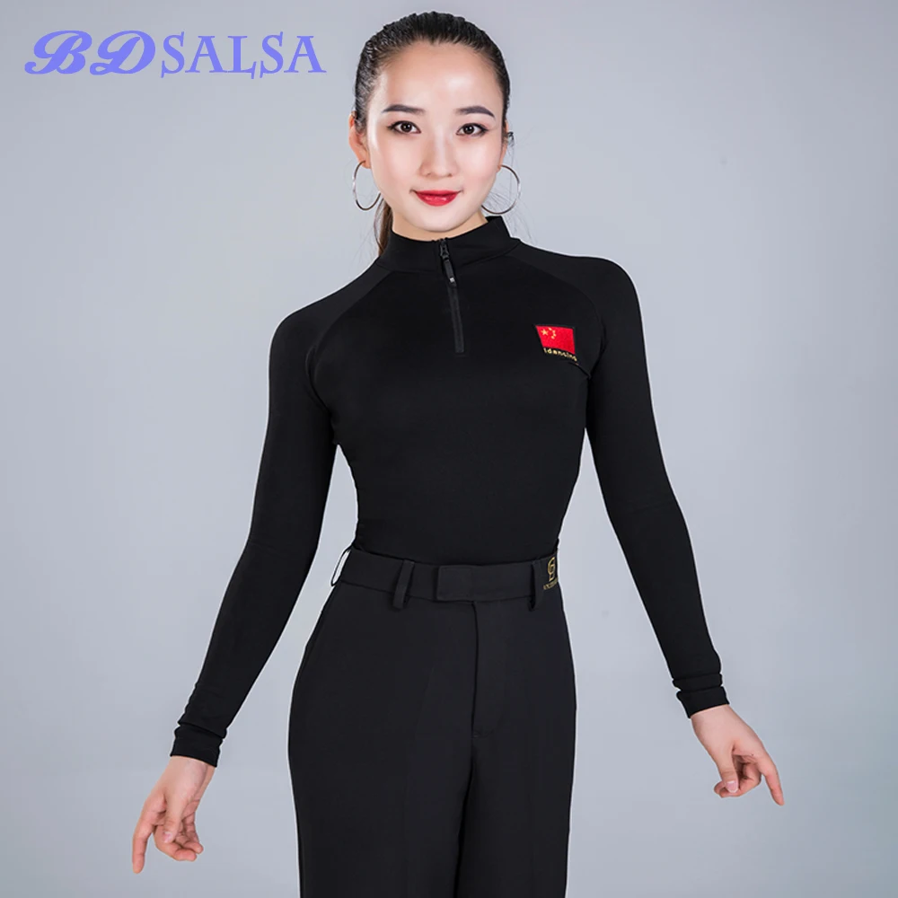 2020 Tops Modern Coat Female Sexy Long Sleeve Dance Costume Adult Practice Latin Dance Square Dance Clothes ID142 Long Sleeve