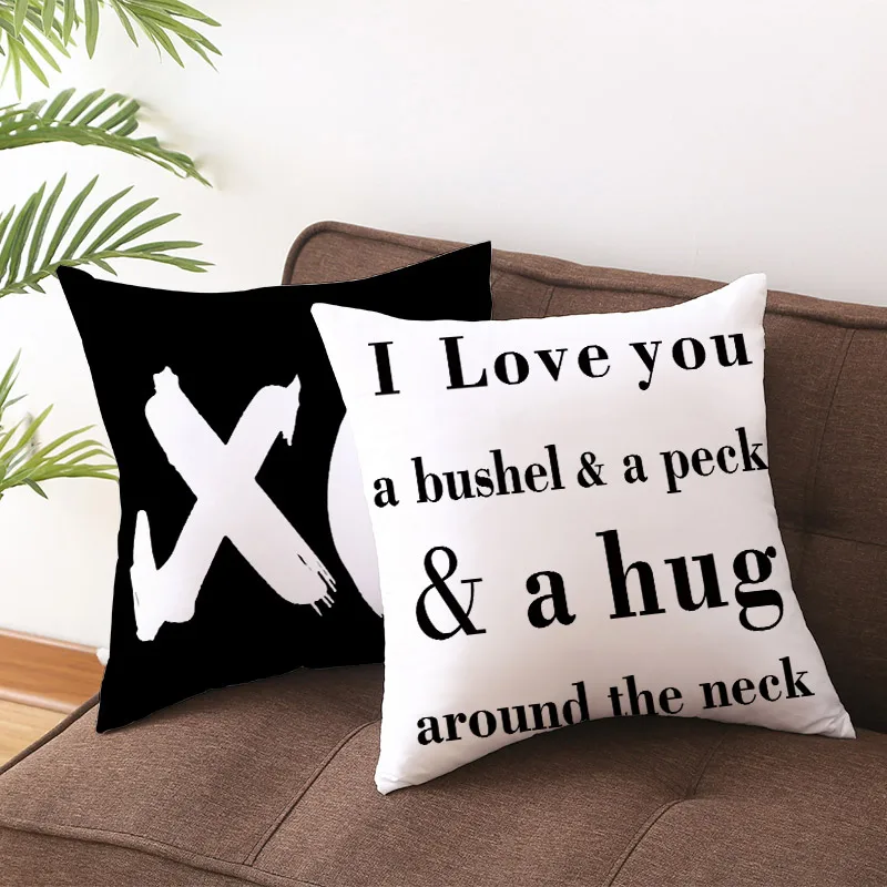 С надписью Love для подушек Полиэстер Черно Белая Подушка Чехол дома вечерние