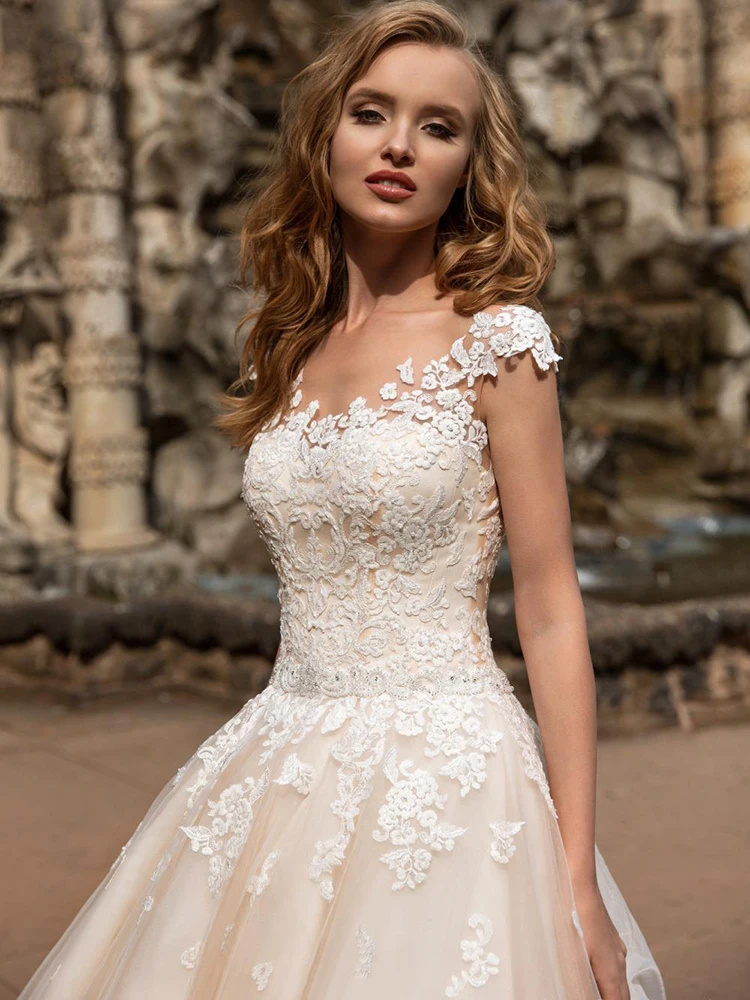 

Hi Shy Bride New Simple Wedding Dress Backless Sleeveless Design Chiffon Lace Bride Dresses Princess Dress Plus Size Tailor-made