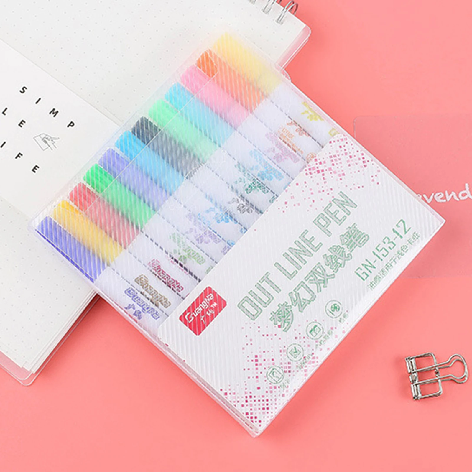 

Fashion Highlighter Pen Durable Comfortable Portable Delicate Double Line Fluorescent Marker Pen Student Stationery 8 Colors