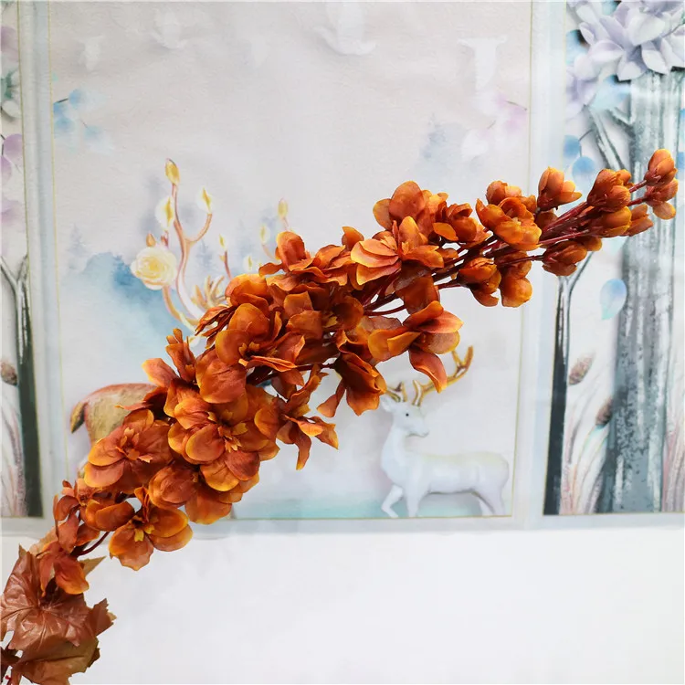 Искусственный цветок Осенний цвет фиолетовый 117 см длинная ветка Европейский