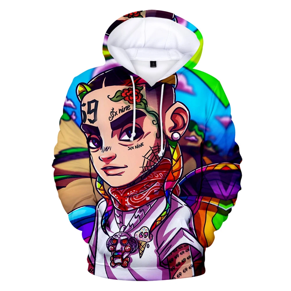Худи 6IX9INE 3D для мужчин и женщин Новое поступление 2020 осенняя модная популярная