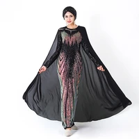 middle eastern turkish womens evening dress saudi arabian muslim sequins long sleeve maxi dress dubai emirates travel dress