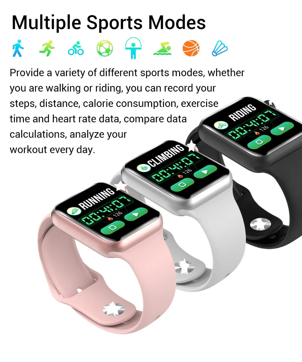 SmartWatch V6 Heart Rate Monitor waterproof Smart watch women man for IOS Apple iPhone Android phone PK watch 5 IWO 11/12 P68/70