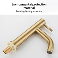 sus304 brushed gold stainless steel basin faucet single cold bathroom faucet deck mounted bathroom vessel sinknot include hose