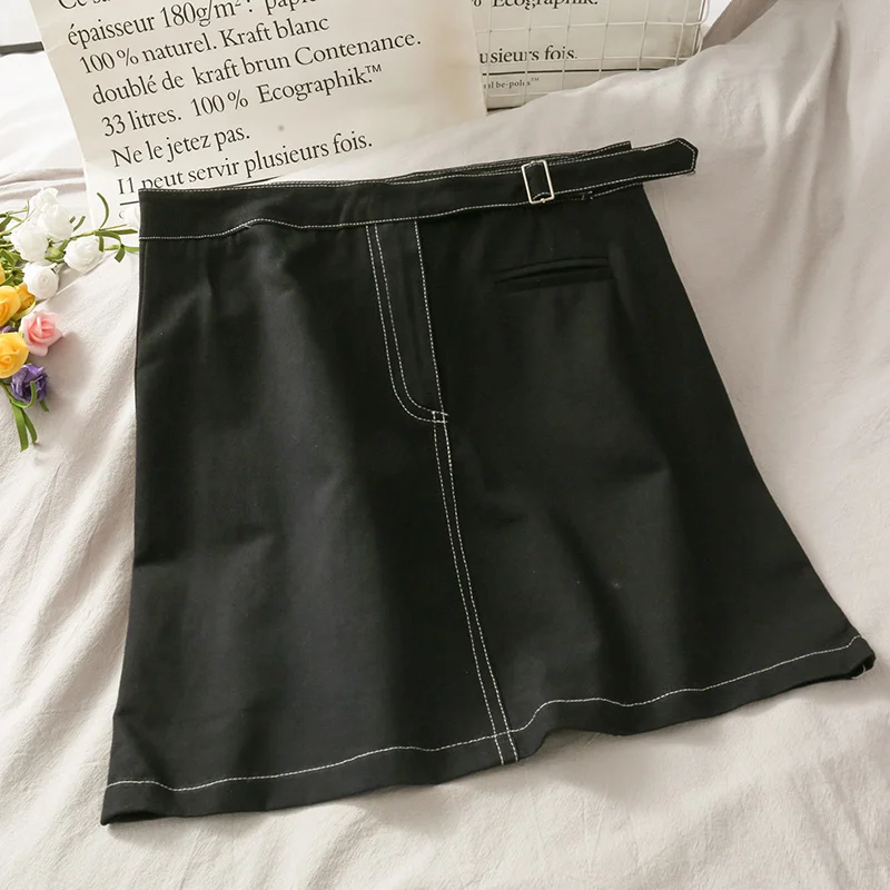 

Hong Kong Style Student Casual All-Match High Waist Slimming Hip Skirt Female 2020 New Korean Fashion A- line Skirt