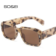 SO&EI Fashion Polygon Square Sunglasses Women Retro Rivets Decoration Jelly Color Shades UV400 Men Trending Gradient Sun Glasses
