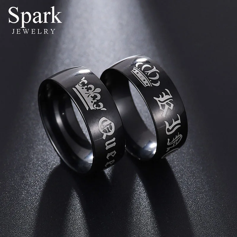 Spark 1 шт. свадебные кольца для мужчин и женщин из нержавеющей стали с надписью King