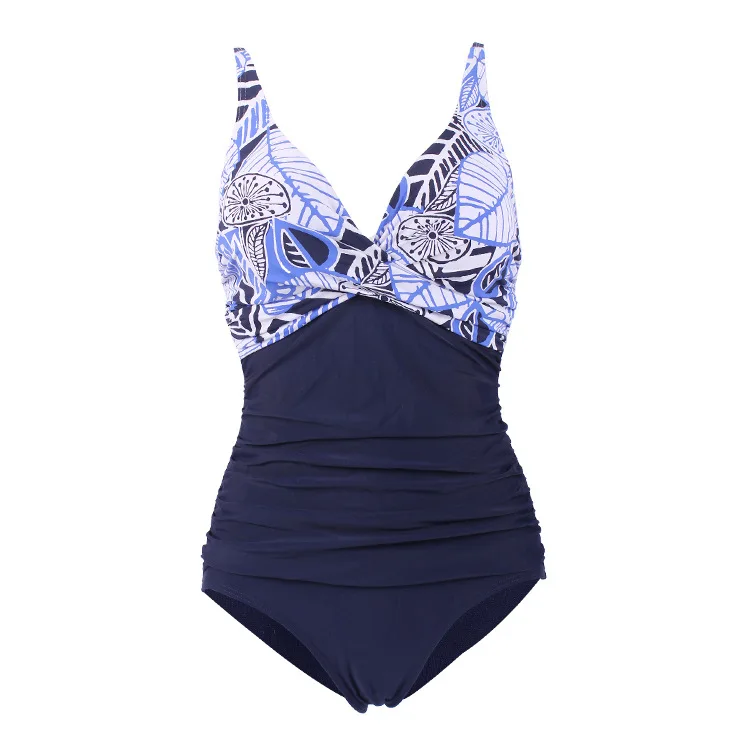 

2021 Conjoined Triangle Swimsuit Woman V-neck Color Swimming Clothes Crumpled Belly Sexy Halter Neck bikini Backless Beachwear L