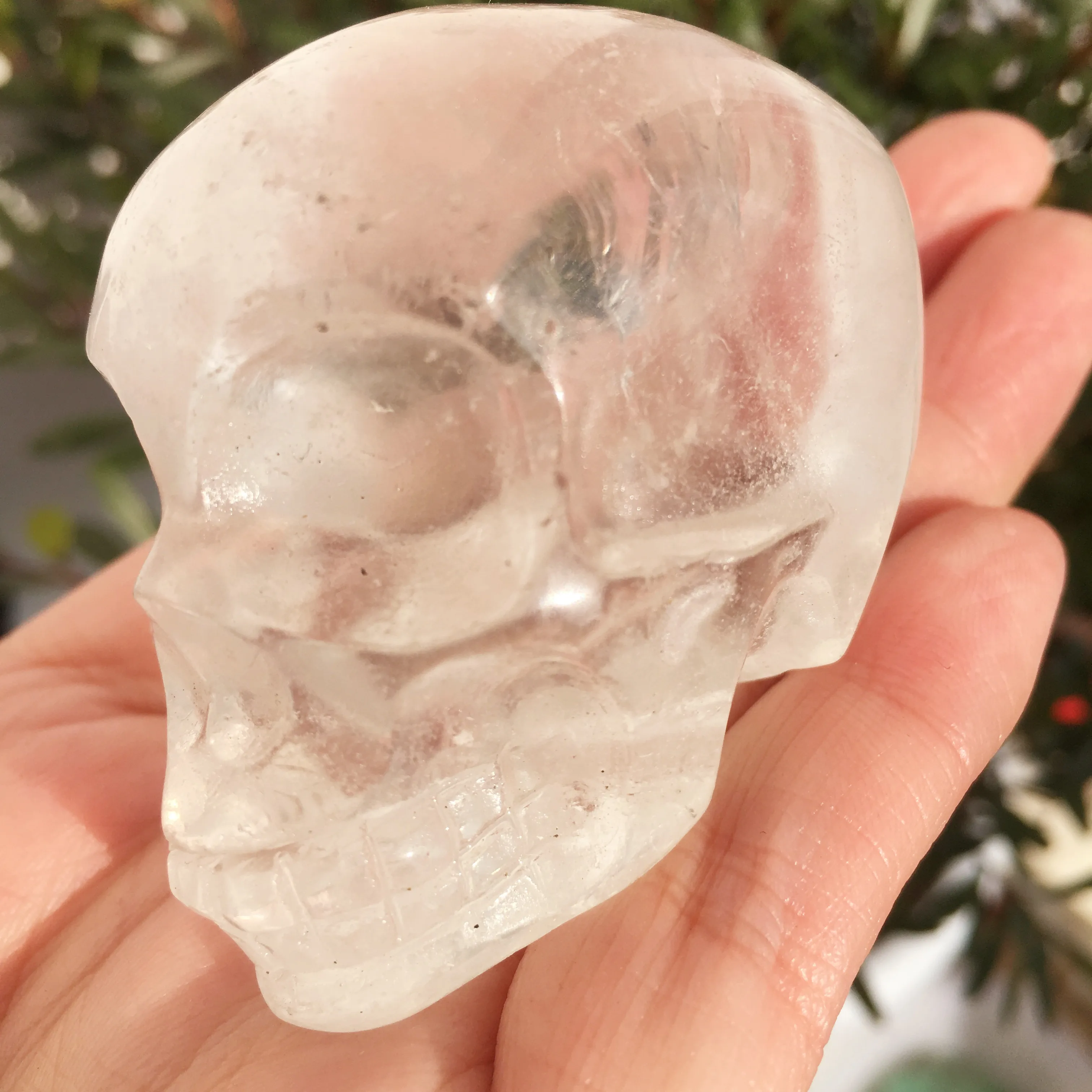 

Natural Clear Quartz Crystal Skull healing reiki carving