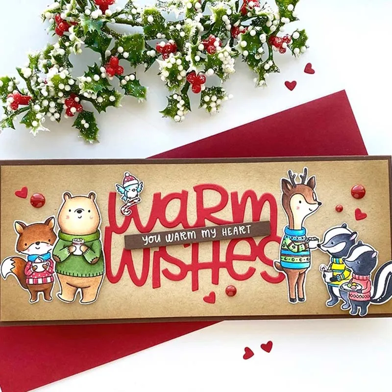 Олень Лиса металлический Трафаретный вырубной штамп и прозрачные наклейки