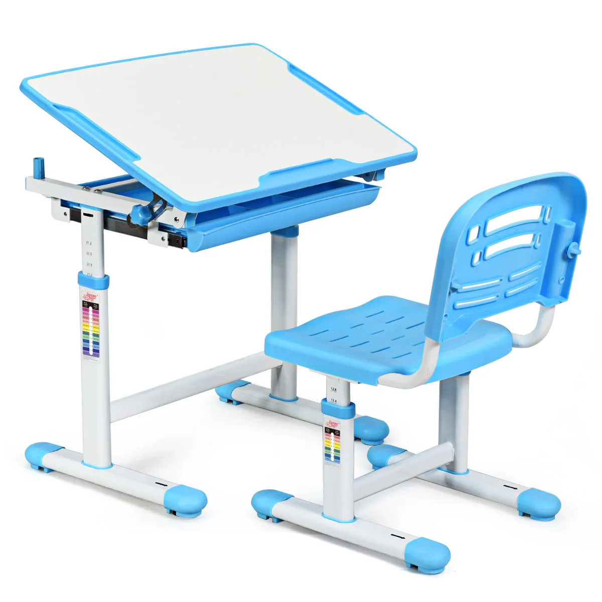 Multifunctional Kids Study Desk &Chair Set Table w/Adjustable Height Blue