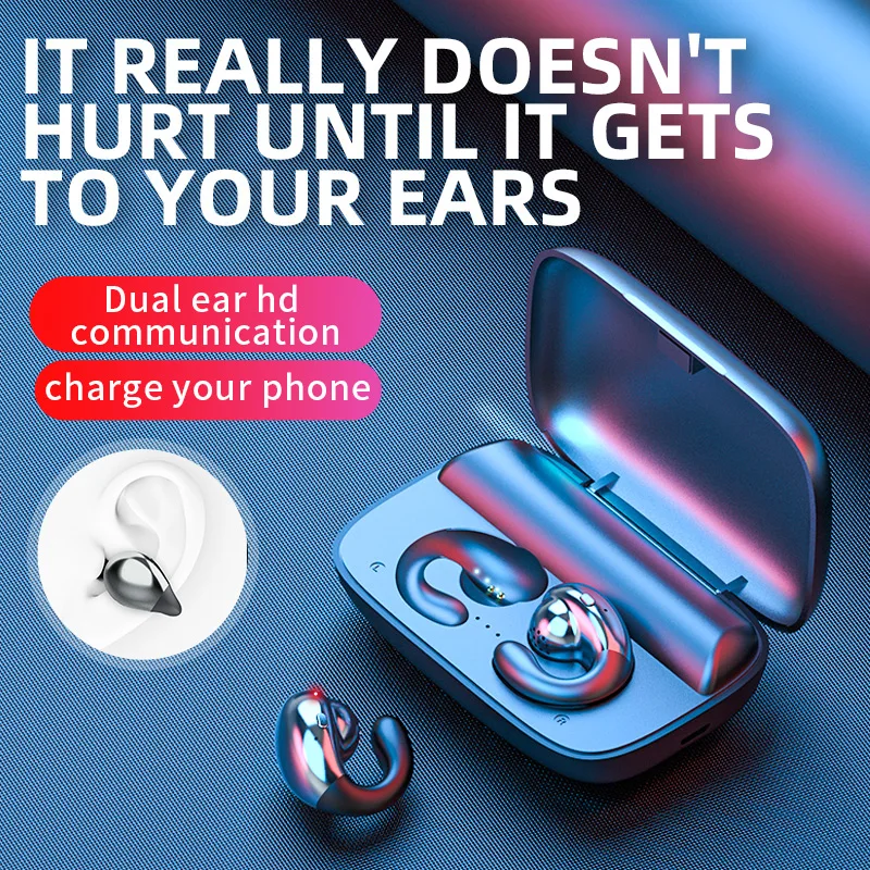 

Bluetooth Earphone S19 TWS Bone Conduction 5.0 Wireless Headset Binaural Earphone Wireless Earbuds with Charging Case for Phones